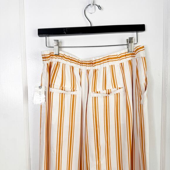 Anthropologie MAEVE Sunshine Wide Leg Satin Striped Pants Yellow White NEW 8 NWT - Picture 14 of 16